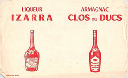 VIEUX PAPIERS BUVARD 13 X 21 CM LIQUEUR IZARRA ARMAGNAC CLOS DES DUCS - Liquor & Beer