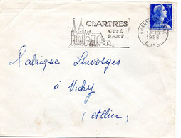 EURE Et LOIR (E.et L.) - Dépt N° 28 = CHARTRES GARE 1958 = FLAMME Non Codée = SECAP Illustrée  ' Cité D' Art ' - Mechanical Postmarks (Advertisement)