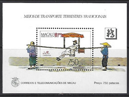 PORTUGAL - Macau 1987 - Traditional Land Transport - Souvenir Sheet - Blocks & Kleinbögen