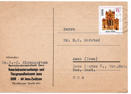 60306 - DDR - 1967 - 15Pfg Kloster Chorin EF A Kte JENA -> Ames, IA (USA) - Covers & Documents