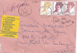 SENEGAL N° 1178A/1178C/1178M SUR LETTRE DE KOLDA POUR LA FRANCE   ... 1.2.99 - Senegal (1960-...)