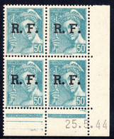 YT-N°: LYON 4 - MERCURE P.F., Coin Daté Du 25.05.1942, Galvano N De N+N, 4e Tirage, NSC/**/MNH - 1940-1949