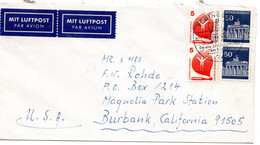 60316 - Bund - 1973 - 2@50Pfg Brandenburger Tor MiF A LpBf TUEBINGEN - ... -> Burbank, CA (USA) - Lettres & Documents