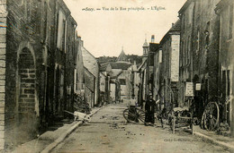 Sacy * 1905 * Charron Métier Bois , Vue De La Rue Principale Et L'église * Villageois - Autres & Non Classés