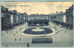 Cartolina Livorno Piazza Vittorio Emanuele Animata Con Filobus - Viaggiata 1939 - Livorno