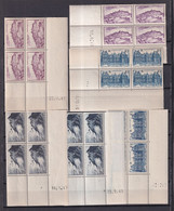 COINS DATES 1946/1948 - SITES ET MONUMENTS - 9 BLOCS De 4 ** MNH - COTRE YVERT = 24 EUR - 1940-1949