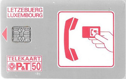 CARTE-PUCE-LUXEMBOURG-50U-SC01-SC6-1991- R°Rouge-Glacé-Sans N°-Utilisé Reste 4U-TBE - Luxembourg