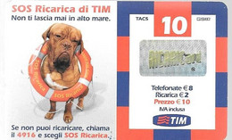 CARTE-PREPAYEE-ITALIE-TIM-10-CHIEN Sauveteur En Mer -Utilisé-TBE - Dogs