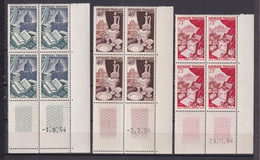 COINS DATES 1954 - YVERT N° 971/972+974 ** MNH - BLOC De 4 - COTE = 120 EUR - 1950-1959