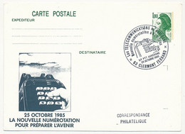 FRANCE - 1,80 Liberté "Les Télécommunications En Auvergne - Nlle Numérotation 8 Chiffres" 25 Oct 1985 - Clermont Ferrand - AK Mit Aufdruck (vor 1995)