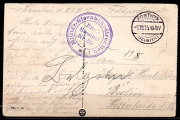 Feldpostkarte Bruxelles Gestempeld KORTRYK + Stempel Briefstempel Nr 59 - Militär Eisenbahndirektion 1 - 1.11.15 - Deutsche Armee