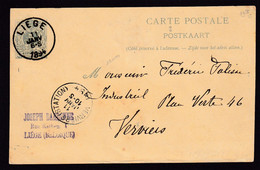 287/37 -- Entier Postal No 19 B - Variété De Découpe (Timbre à Gauche) - SPECTACULAIRE - Circulée LIEGE 1894 - Postales [1871-09]