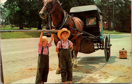 Pennsylvania Amish Country Greetings Amish Children Waiting For Their Father - Lancaster
