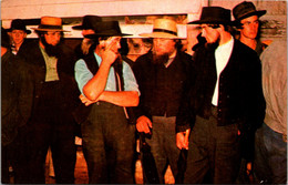 Pennsylvania Amish Country Greetings Amish Gentleman Discuss Farm Problems At Horse Auction - Lancaster