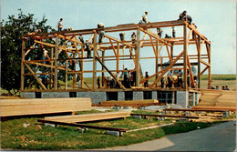 Pennsylvania Dutch Country Greetings View Showing Barn Raising By Amish - Lancaster