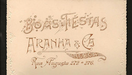 Cartão De Boas Festas Da LOJA "ARANHA & Cª" Rua Augusta LISBOA. Old Victorian Card Die Cut / Embossed / Gilded PORTUGAL - Andere