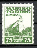 DENMARK Dänemark Railway Packet Stamp Eisenbahn Paketmarke Maribo Torrig 75 öre MNH - Pacchi Postali