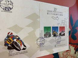 Car Racing Grande Premio 1988 Macau Stamp FDC From Hong Kong - Storia Postale