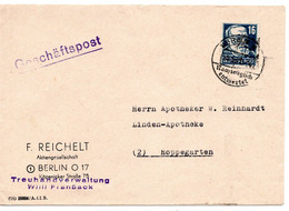 60347 - DDR - 1952 - 16Pfg Virchow EF A GeschaeftspostBf BERLIN - NACHTRAEGLICH ENTWERTET - Cartas & Documentos