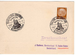 53119 - Deutsches Reich - 1937 - 3Pfg Hindenburg EF A DrucksKte FREYBURG - TURNVATER JAHNS ... -> Baden-Baden - Gymnastiek