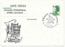 Entier Repiqué - 1,80 Liberté - Amicale Philatélique De Louviers - L'Eure En Fleurs - 27 LOUVIERS -31/5/1986 - Cartoline Postali Ristampe (ante 1955)