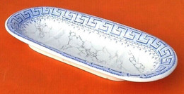 Années 1890 Porte-savon à Décor De Frise Grecque Bleue Sur Fond Marbré Faïence Lunéville K&G  (Keller / Guerin) - Lunéville (FRA)