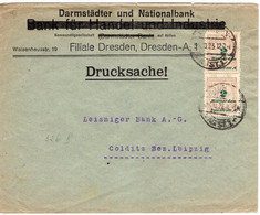 53190 - Deutsches Reich - 1923 - 2@2MrdM Durchstochen A DrucksBf DRESDEN -> Colditz - Brieven En Documenten