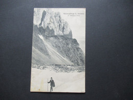 Österreich Um 1910 AK Kaisergebirge B. Kufstein Im Ellmauer Thörl Thematik Bergsteigen / Bergsteiger Mit Stock - Alpinisme