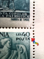 ERRORS Romania 1945  # MI 897 Printed With Vertical Line And Spot Color Block X4 Unused - Plaatfouten En Curiosa