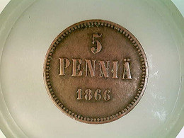 Münze, 5 Penniä, 1866, Finnland Unter Zar Alexander II., Kupfer - Numismática