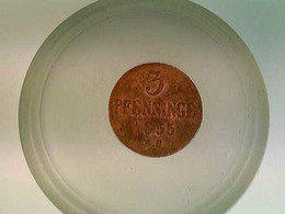 Münze, 3 Pfenninge, 1855, B.S., Wappen, Rostocker Münze - Numismatics