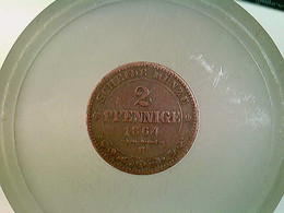 Münze, 2 Pfennige, 1864 B, Scheidemünze, Königreich Sachsen - Numismatik