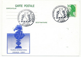 Entier Repiqué - 1,90 Liberté - 1er Tournoi International D'Echecs - 77 TORCY - 23/5/1987 - Overprinter Postcards (before 1995)