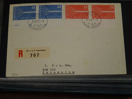 Switzerland 1957 Europa Registered To Israel FDC VF - 1957