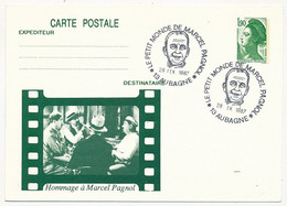Entier Repiqué - 1,90 Liberté - "Le Petit Monde De Marcel Pagnol" - 13 AUBAGNE - 28 Fév. 1987 - Overprinter Postcards (before 1995)