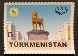 Turkmenistan 2021 Gold Alabay Dog Monument In Ashgabad XXX Ann Independence Stamp Mint - Turkmenistan