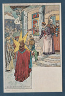 ⭐ France - Carte Postale - Paul Kauffmann - Les Rois Mages Chantant De Porte En Porte - Usages Et Costumes D'Alsace ⭐ - Kauffmann, Paul