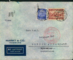1937, Luftpostbrief Mit  Interessanter Frankatur Ab HAMBURG Nach Buenos Aires - Airmail & Zeppelin