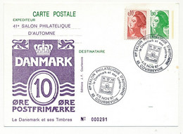 Entier Repiqué - 1,90 Liberté - Le Danemark Et Ses Timbres - Salon D'Automne - 92 COURBEVOIE - 4/5 Nov. 1987 - Cartes Postales Repiquages (avant 1995)