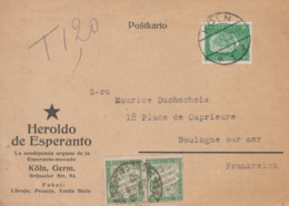 Carte   Taxée  ALLEMAGNE    Ecrit  En  ESPERANTO   KÖLN   1930 - Esperánto