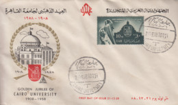 Enveloppe  FDC  1er  Jour   EGYPTE   50 éme   Anniversaire   Université  Du   CAIRE   1958 - Storia Postale