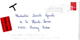Curiosité Enveloppe Commerciale Blanche Avec Vihnette Rouge Vif "la Poste   N°2 / DISTINGO / Objets Signalés - Storia Postale