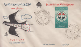 Enveloppe  FDC  1er  Jour   EGYPTE   Journée  De  La   POSTE   1959 - Covers & Documents