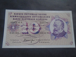 SWITZERLAND SUISSE  , P 45o, 10 Francs, 1969, Almost UNC  Presque Neuf, - Suisse