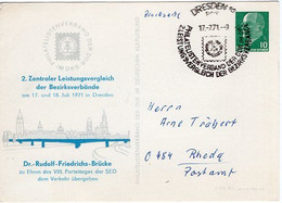 53606 - DDR - 1971 - 10Pfg Ulbricht PGAKte Als Drucks SoStpl DRESDEN - ... LEISTUNGSVERGLEICH ... -> Westdeutschland - Postales Privados - Usados