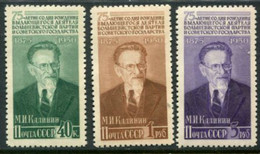 SOVIET UNION 1950 Kalinin Birth Anniversary MNH / **.  Michel 1515-17 - Nuevos