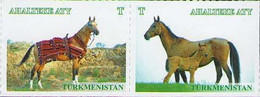 Turkmenistan 2016 Definitives Turkmenian Horses Breeds Strip Of 2 Stamps Mint - Turkmenistan