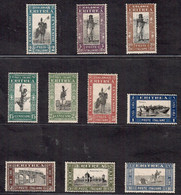 Eritrea 1930 Lancer, Scene In Massaua, Postman, Lineman , Railroad Viaduct  Etc. 10V MNH - Eritrea