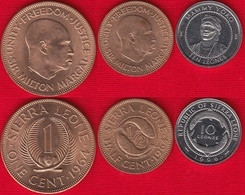 Sierra Leone Set Of 3 Coins: 1/2 Cent - 10 Leones 1964-1996 UNC - Sierra Leona