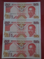 TANZANIA  , P 23 , 50 Shillings ,  ND 1993 ,  UNC Neuf  , 3 Notes - Tanzania